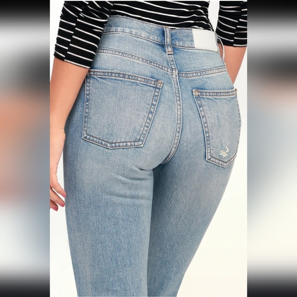 NEW Pistola Anthropologie Nico Mom Jeans Distressed Swell Light Blue Luxury - Picture 3 of 16